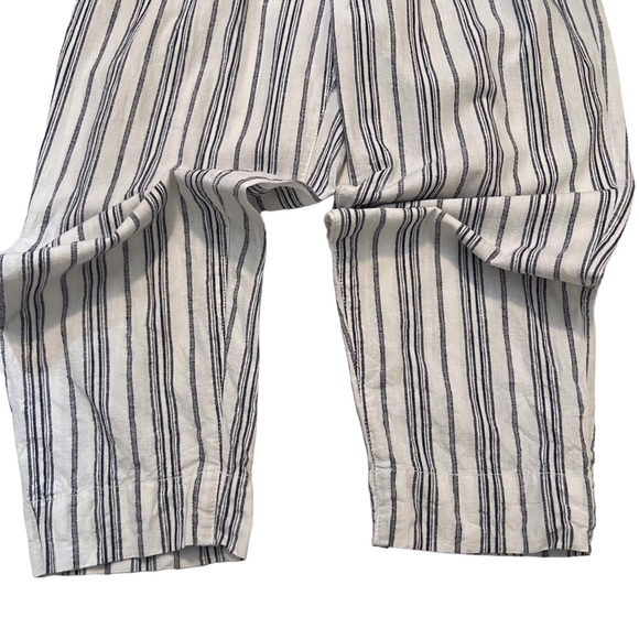 Madewell Size 6 Boho Beach Linen Cotton Dark Baltic Stripe Paperbag Pants - Picture 4 of 8